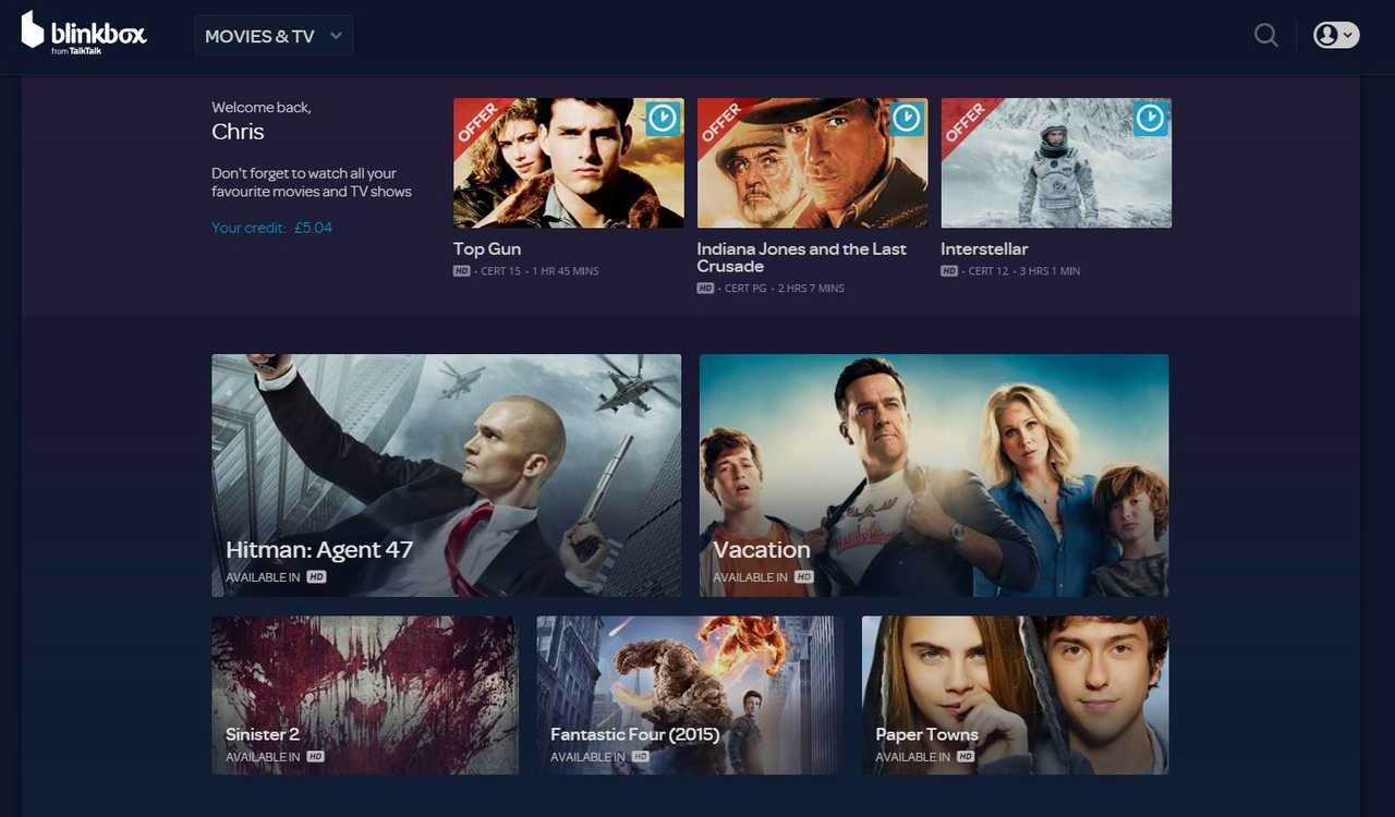 blinkbox homepage